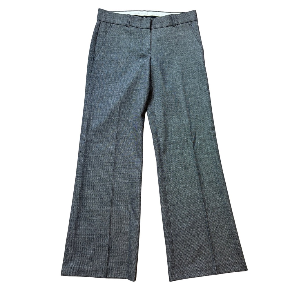 Theory Gray Wool Blend Wide Leg Textured Dress Pants Trouser Size 6
